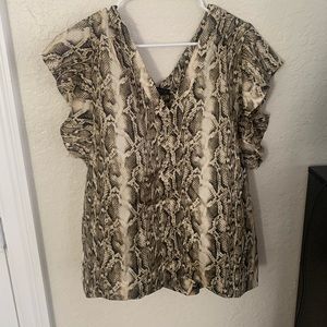 V neck snake print blouse